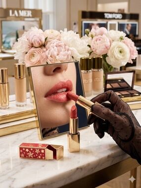 Estee Lauder Rosy Coral Lipstick in Gold Tube